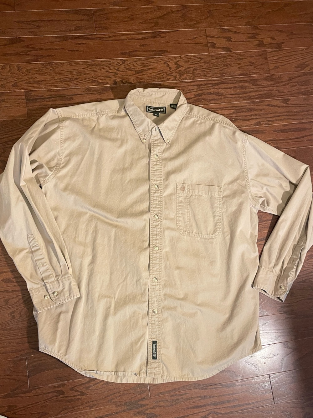 Timberland XL Cotton  Men’s Long-Sleeve Button-Down Shirt - Beige Tan